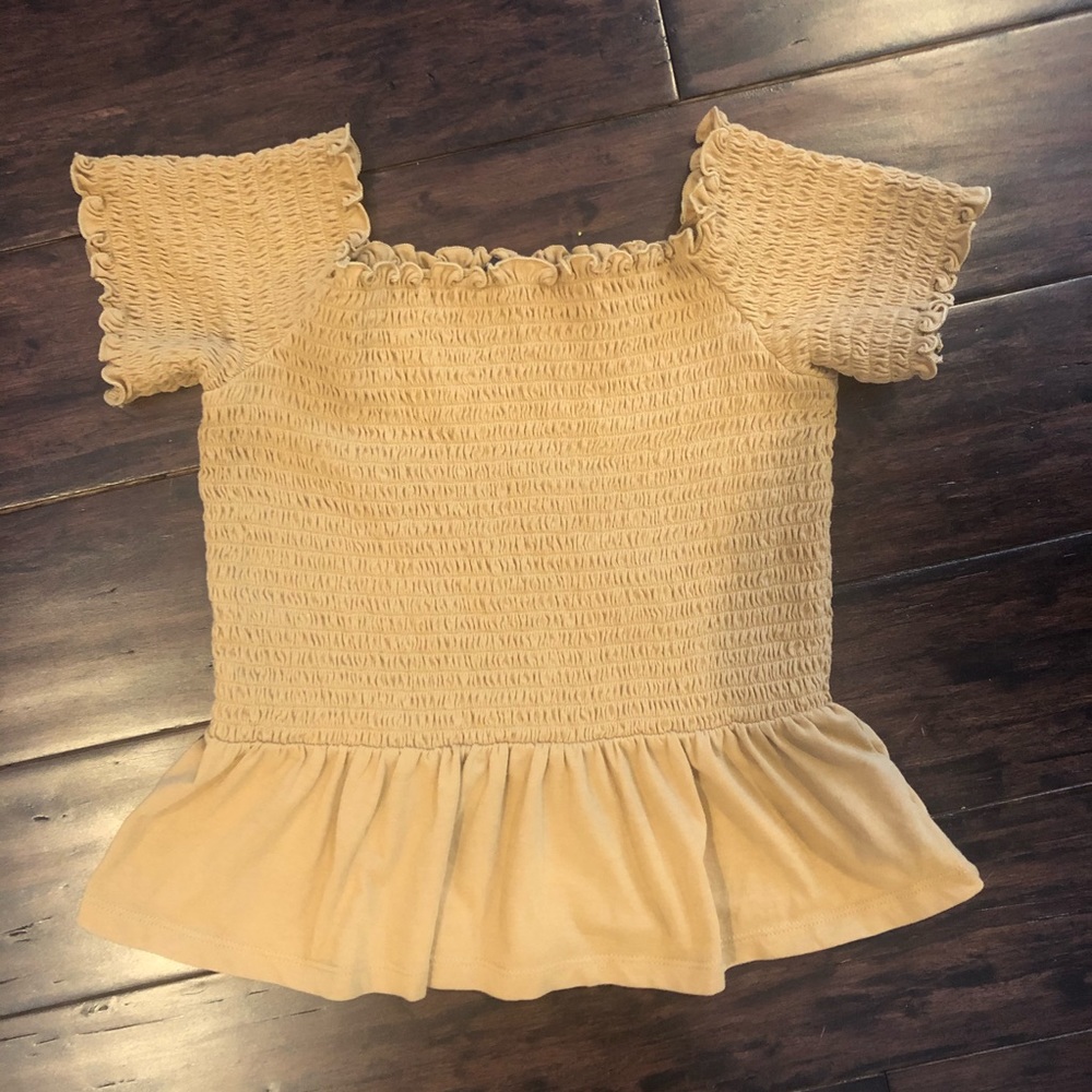 American Eagle Yellow Off the Shoulder Crop Size S